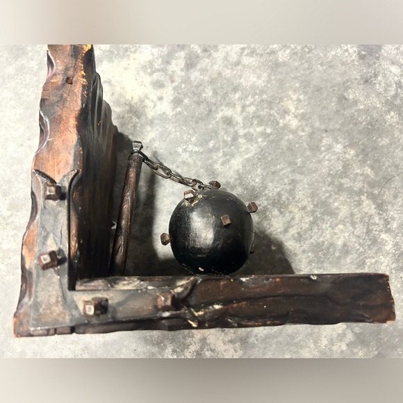 Medieval wood metal Ball and Chain gothic books rare vintage DUNGEON MACE - Picture 2 of 5